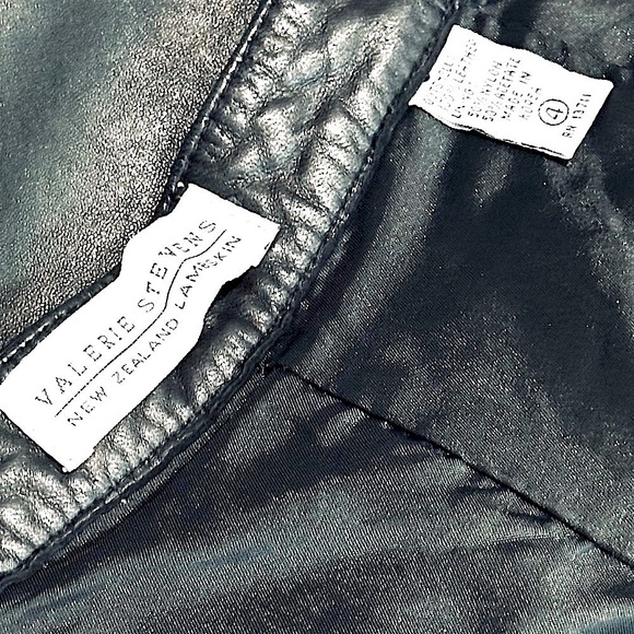 👖🖤 VALERIE STEVENS 90s Collector’s Rare Black Lambskin Leather Pants | Sz 4 - Picture 3 of 3